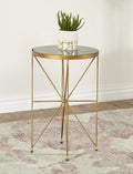 Coaster 936061 Everly guinn round solid green marble top and antique gold metal frame chair side end table