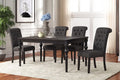 Espresso Brushed Finish Wood 5-Piece Turned Leg Dining Table Set with Grey Chairs – 9367-5PC