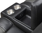 Fabian Black & Gray Faux Leather Recliner Sofa & Loveseat Set with USB & Diamond Stitching – 9388GRY-2PC