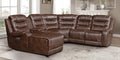 Homelegance 9405BR-6LCRR 6 pc Putnam brown diamond pattern polished microfiber sectional sofa with power recliners and chaise
