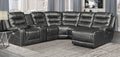 Homelegance 9405BR-6LRRC 6 pc Putnam brown diamond pattern polished microfiber sectional sofa with power recliners and chaise