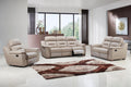 Global United 9408BEI-2PC 2 pc Nova beige leather gel sofa and love seat with recliner ends