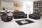 Global United 9408BR-2PC 2 pc Nova brown leather gel sofa and love seat with recliner ends