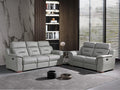 Global United 9408GR-2PC 2 pc Nova light gray leather gel sofa and love seat with recliner ends