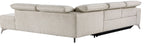 9414-SCPW Adahlia sand hued chenille fabric sectional sofa with RAF chaise and LAF power recliner