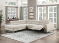9415-SCPW Bienvenue beige textured fabric sectional sofa with LAF chaise and RAF power recliner