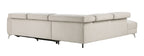 9415-SCPW Bienvenue beige textured fabric sectional sofa with LAF chaise and RAF power recliner