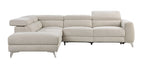 9415-SCPW Bienvenue beige textured fabric sectional sofa with LAF chaise and RAF power recliner