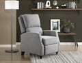 Homelegance 9418GY-1 Loveland grey textured fabric push back recliner chair dark brown turned wood legs