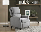 Homelegance 9418GY-1 Loveland grey textured fabric push back recliner chair dark brown turned wood legs