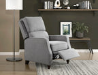 Homelegance 9418GY-1 Loveland grey textured fabric push back recliner chair dark brown turned wood legs