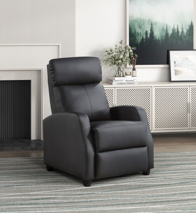 Homelegance 9420BK-1 Greenfield black faux leather push back recliner chair