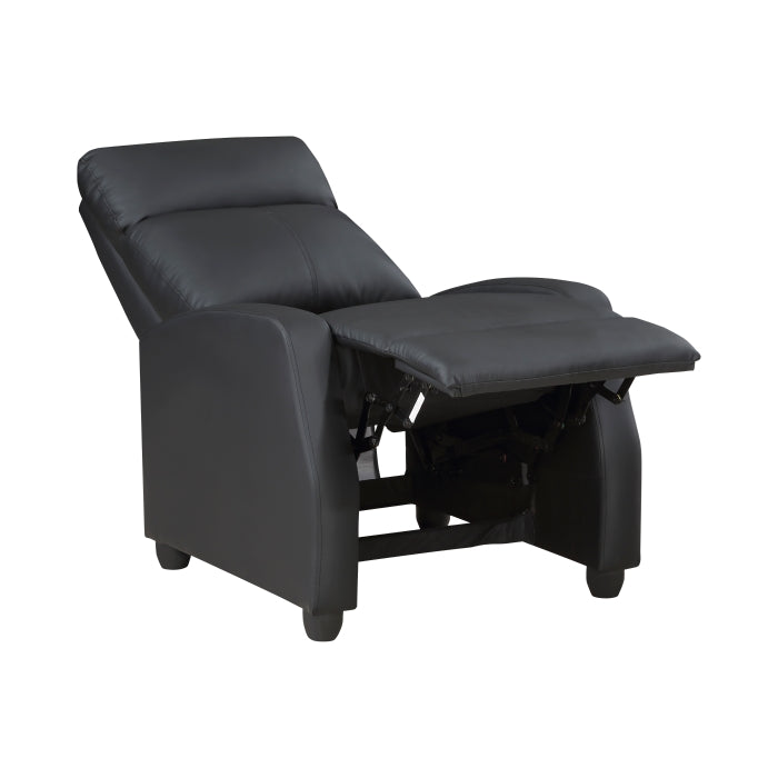 Homelegance 9420BK-1 Greenfield black faux leather push back recliner chair