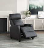 Homelegance 9420BK-1 Greenfield black faux leather push back recliner chair