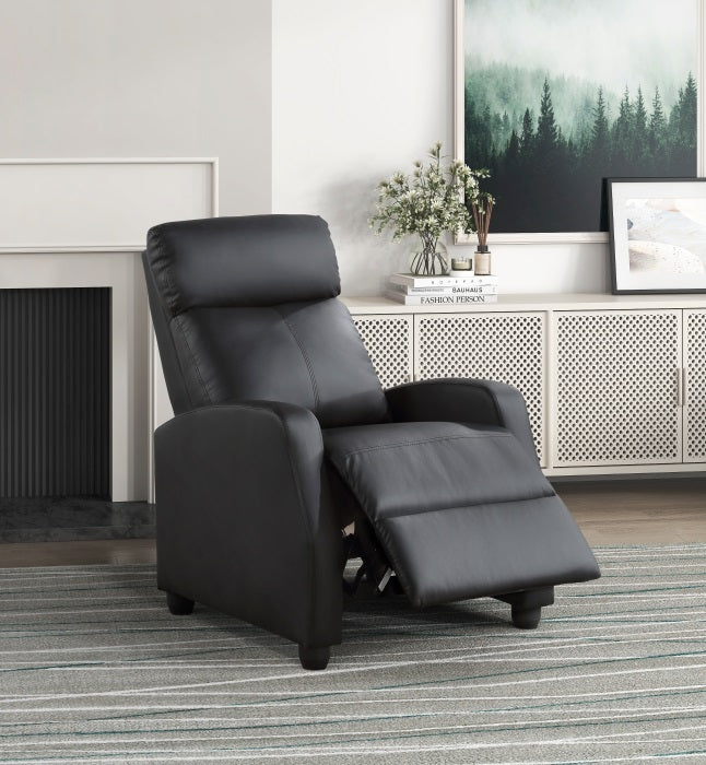 Homelegance 9420BK-1 Greenfield black faux leather push back recliner chair