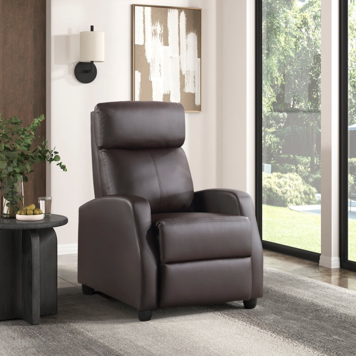 Homelegance 9420DB-1 Greenfield brown faux leather push back recliner chair