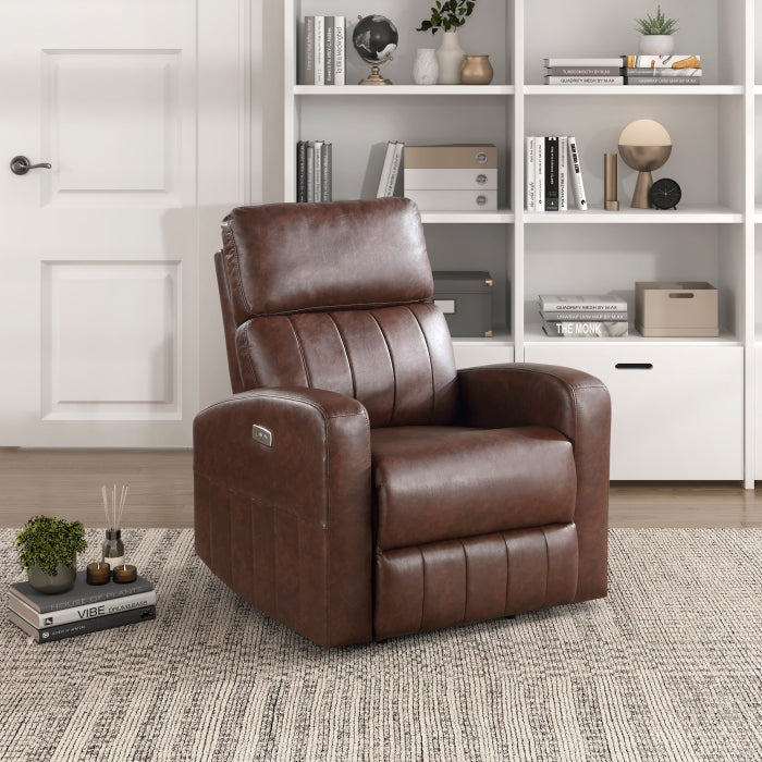 Homelegance 9424BR-1LT Wheaton brown faux leather power motion power lift recliner chair