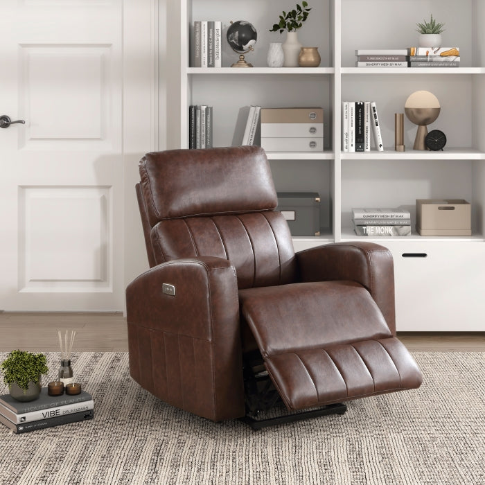 Homelegance 9424BR-1LT Wheaton brown faux leather power motion power lift recliner chair