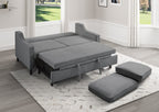 Homelegance 9428DG-3CL Winston porter Adelia dark gray velvet fabric sofa with pop up sleep area and fold down back