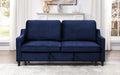 Homelegance 9428NV-3CL Winston porter Adelia navy velvet fabric sofa with pop up sleep area and fold down back