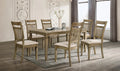 9430-7PC 7 pc Light golden brown finish wood dining table set slatted back chairs