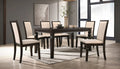 9434-7PC 7 pc Espresso finish wood dining table set fabric back chairs