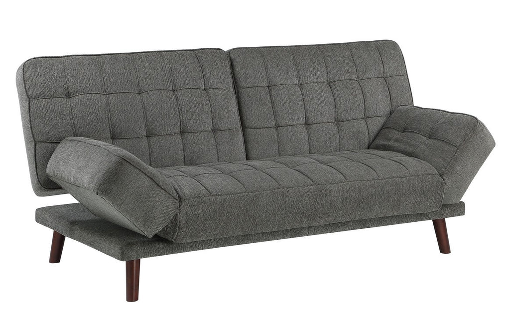 Homelegance 9435RF-3WD Winston porter Driggs gunmetal gray chenille fabric futon sofa folding back