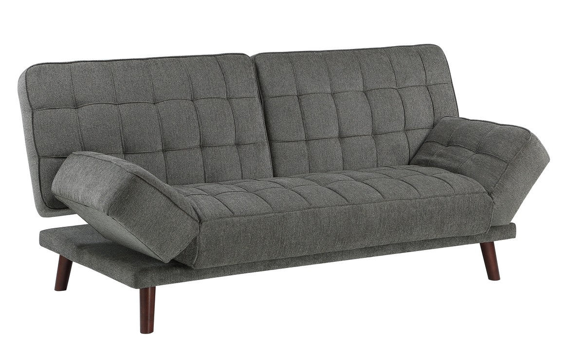 Homelegance 9435RF-3WD Winston porter Driggs gunmetal gray chenille fabric futon sofa folding back
