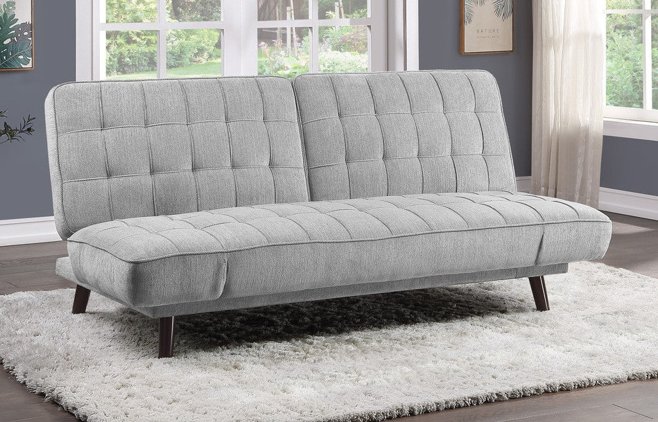 Homelegance 9435SV-3WD Winston porter Driggs silver gray chenille fabric futon sofa folding back