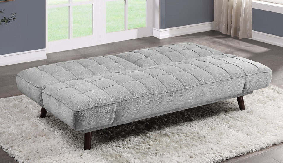 Homelegance 9435SV-3WD Winston porter Driggs silver gray chenille fabric futon sofa folding back