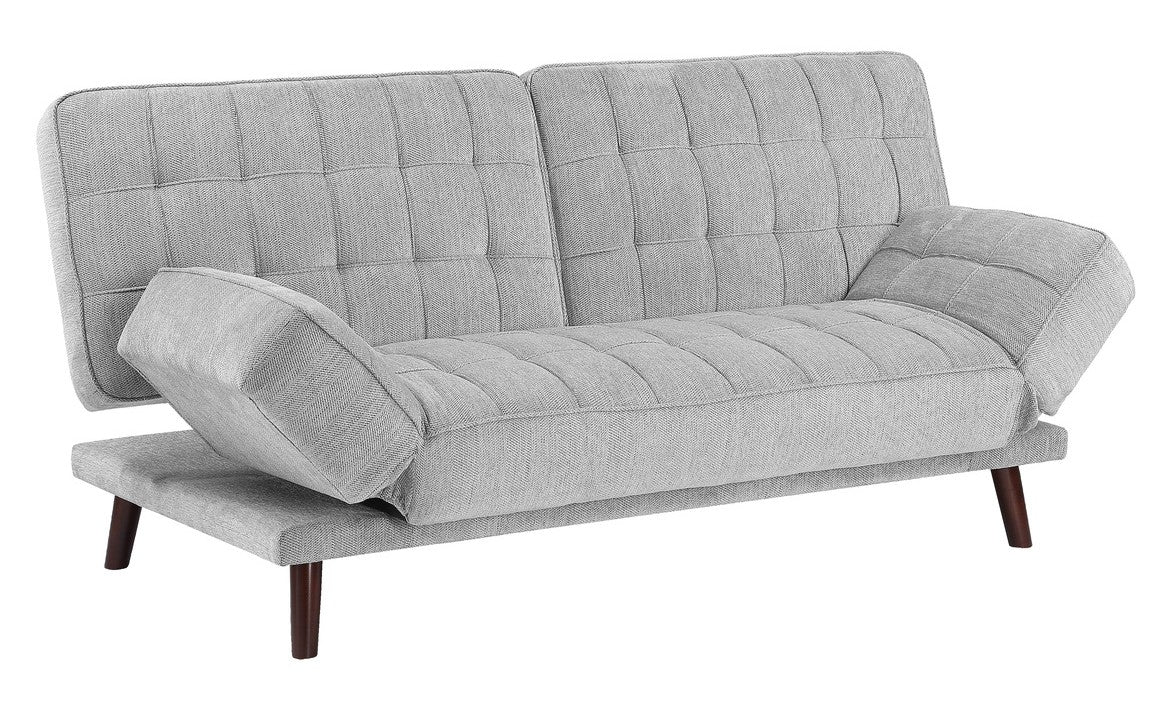 Homelegance 9435SV-3WD Winston porter Driggs silver gray chenille fabric futon sofa folding back