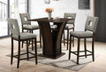 9438-5PC 5 pc Espresso brown finish wood bar height table set fabric key hole back chairs