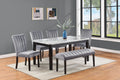 Bridgend Black Finish Wood 6-Piece White Faux Marble Top Dining Table Set with Bench – 9441-6PC