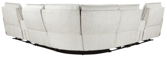 Homelegance  9444HMP-6SCPWH 6 pc Salida hemp white textured fabric sectional sofa with power recliner ends and console charging pad