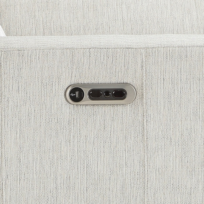 Homelegance  9444HMP-6SCPWH 6 pc Salida hemp white textured fabric sectional sofa with power recliner ends and console charging pad