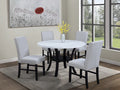 9448-49-5PC 5 pc Pompei black finish wood 48" round faux marble top dining table set