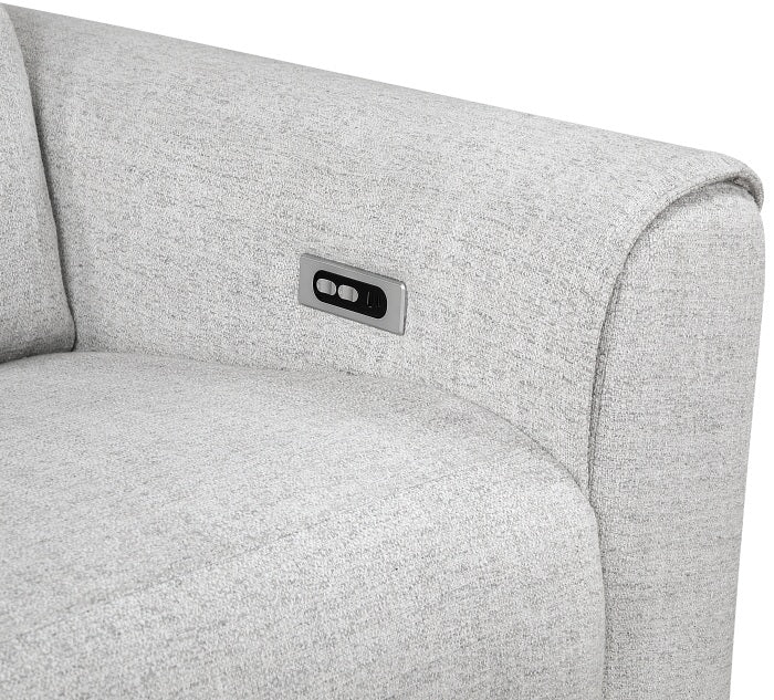 9455CLD-7LRRRPWH  7 pc McPherson cloud colored durable chenille fabric modular power reclining and power headrest sectional sofa