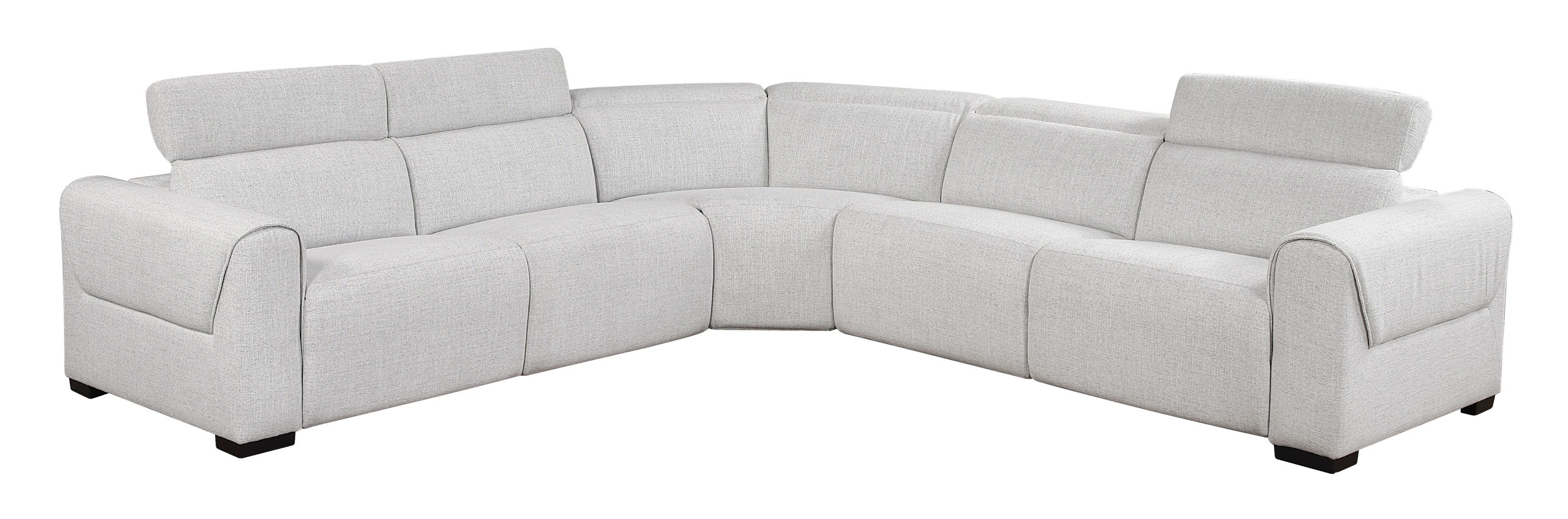 9455CLD-5LRRRPWH  5 pc McPherson cloud colored durable chenille fabric modular power reclining and power headrest sectional sofa