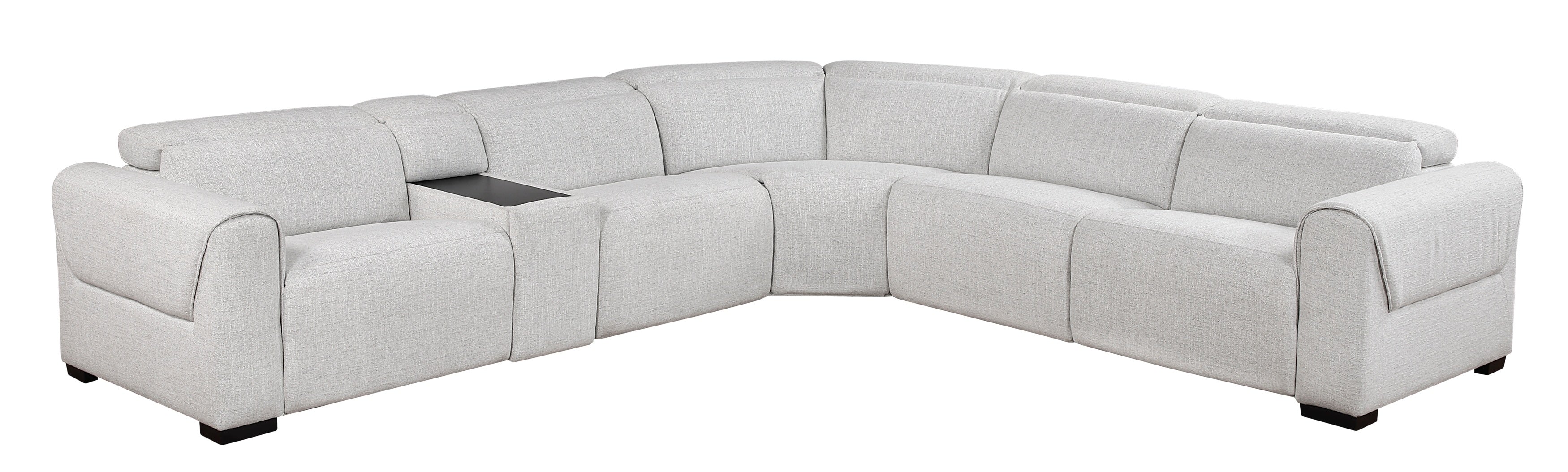 9455CLD-6LRRRPWH  6 pc McPherson cloud colored durable chenille fabric modular power reclining and power headrest sectional sofa