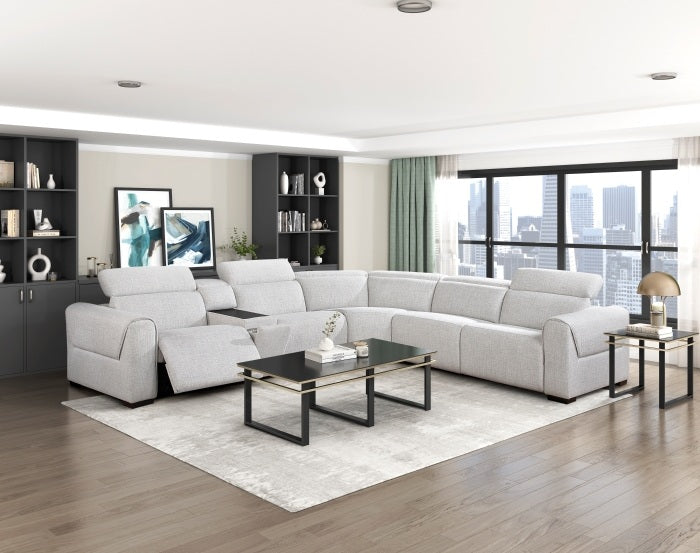 McPherson Cloud Chenille 6-Pc Modular Power Reclining Sectional with Power Headrest – 9455CLD-6LRRRPWH