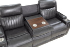 Homelegance 9456DG-2PC 2 pc Broomfield grey faux leather sofa and love seat with recliner ends channel tufted design backs
