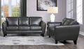 Homelegance 9460DG-2PC 2 pc Spivey mid century modern dark gray top grain leather match sofa and love seat set wide arms