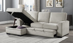 Homelegance 9468BE-2LC2R 2 pc Morelia beige chenille fabric sectional sofa with storage chaise and pop up sleep area