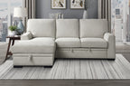 Homelegance 9468BE-2LC2R 2 pc Morelia beige chenille fabric sectional sofa with storage chaise and pop up sleep area