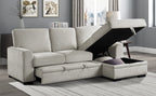 Homelegance 9468BE-2RC2L 2 pc Morelia beige chenille fabric sectional sofa with storage chaise and pop up sleep area