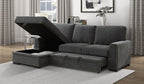 Homelegance 9468CC-2LC2R 2 pc Morelia charcoal chenille fabric sectional sofa with storage chaise and pop up sleep area