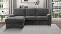 Homelegance 9468CC-2LC2R 2 pc Morelia charcoal chenille fabric sectional sofa with storage chaise and pop up sleep area