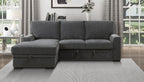 Homelegance 9468CC-2LC2R 2 pc Morelia charcoal chenille fabric sectional sofa with storage chaise and pop up sleep area