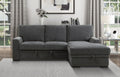 Homelegance 9468CC-2RC2L 2 pc Morelia charcoal chenille fabric sectional sofa with storage chaise and pop up sleep area