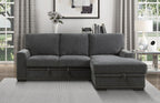 Homelegance 9468CC-2RC2L 2 pc Morelia charcoal chenille fabric sectional sofa with storage chaise and pop up sleep area